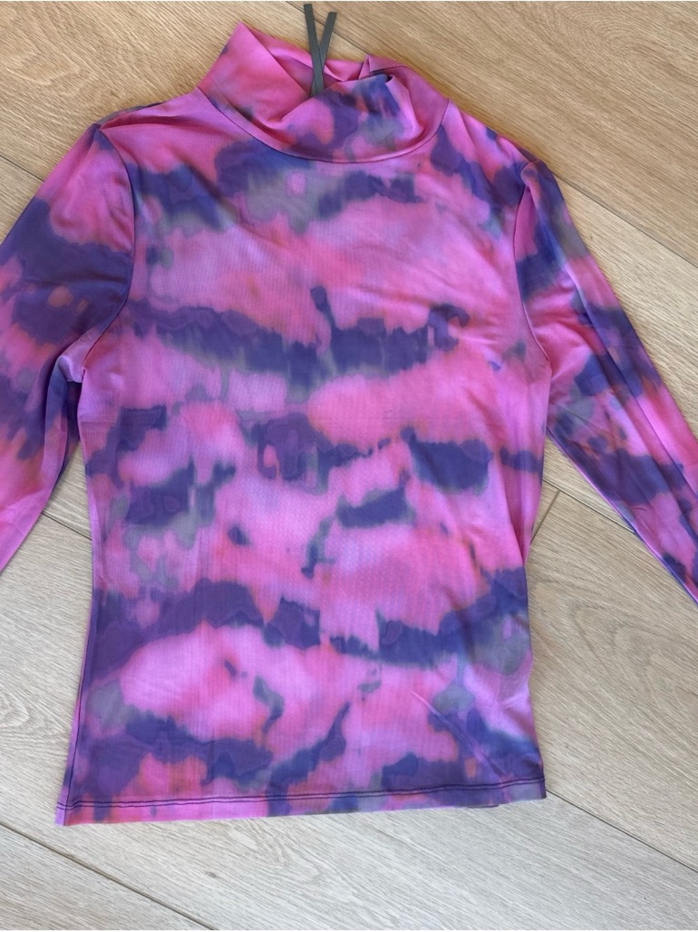 Anthropology Women's Pink & Purple Tie-Dye Long Sleeve Mock Neck Top